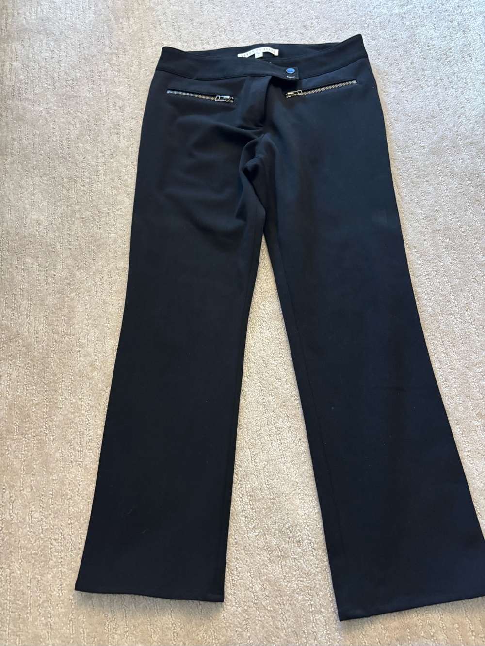 Veronica Beard Black Boot-Cut Pants with Zip Pocket Detail